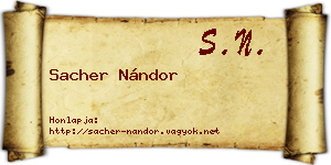 Sacher Nándor névjegykártya
